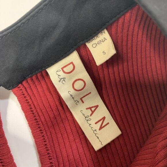 Dolan Tank Top Womens S Small Burgundy Black Big Bow Ribbed Fitted Anthropologie - Picture 5 of 12